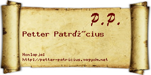 Petter Patrícius névjegykártya